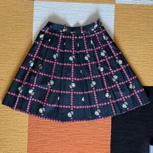 Vintage 1950s Pleated Floral Skirt Size S